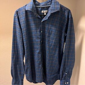 PETER MILLAR Men's Large Long Sleeve Dress Shirt 100% Cotton Button-Up